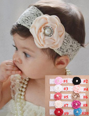 Luxury Vintage Lace Silk Flower & Pearl Baby Headband