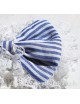 Luxury Lace Headband & Blue Stripe Fabric Bow