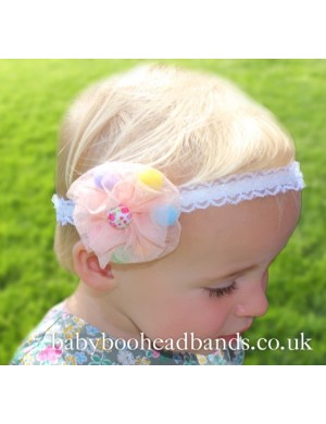 Button Balls Lovely Lace Baby Headband
