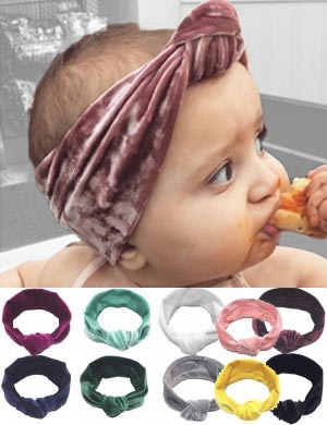 Jasmin - Plush Velvet Vintage Turban Knot Baby Headband